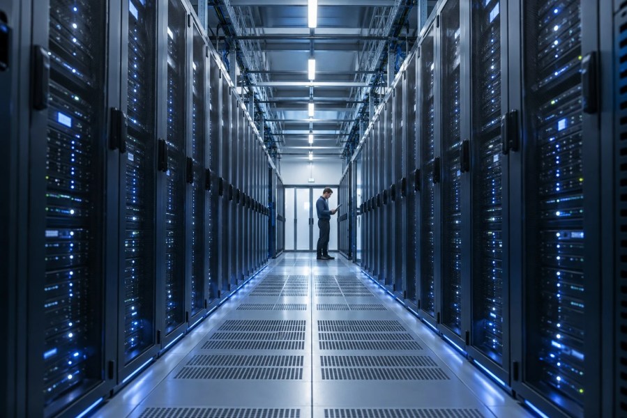 A technician in a modern data center